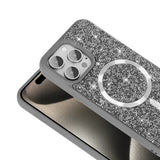 Apple iPhone 15 Pro Kılıf Pırlanta Tasarımlı M-safe Şarj Özellikli Zore Mozaik Silikon Kapak