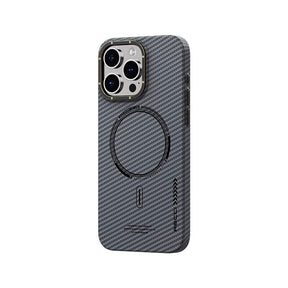 Apple iPhone 15 Pro Kılıf Recci Machinist Serisi M-safe Şarj Özellikli Magnetik Karbon Kapak