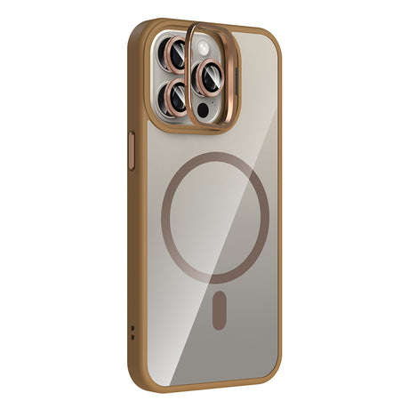 Apple iPhone 15 Pro Kılıf Standlı ve Kamera Lens Hediyeli M-Safe Şarj Özellikli Zore Etro Kapak