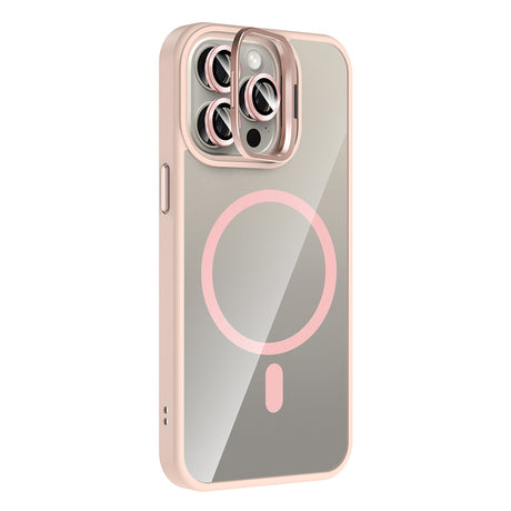 Apple iPhone 15 Pro Kılıf Standlı ve Kamera Lens Hediyeli M-Safe Şarj Özellikli Zore Etro Kapak