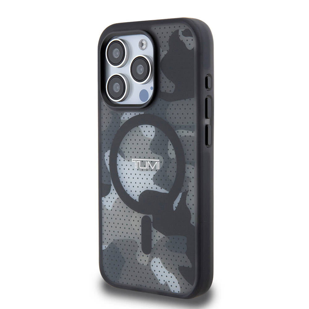 Apple iPhone 15 Pro Kılıf TUMI Orjinal Lisanslı M-safe Şarj Özellikli Buzlanmış Saydam Ağ Kamuflajı Desenli Kapak