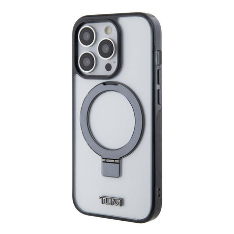 Apple iPhone 15 Pro Kılıf TUMI Orjinal Lisanslı M-safe Şarj Özellikli Metal Logolu Ring Standlı Silikon Kapak