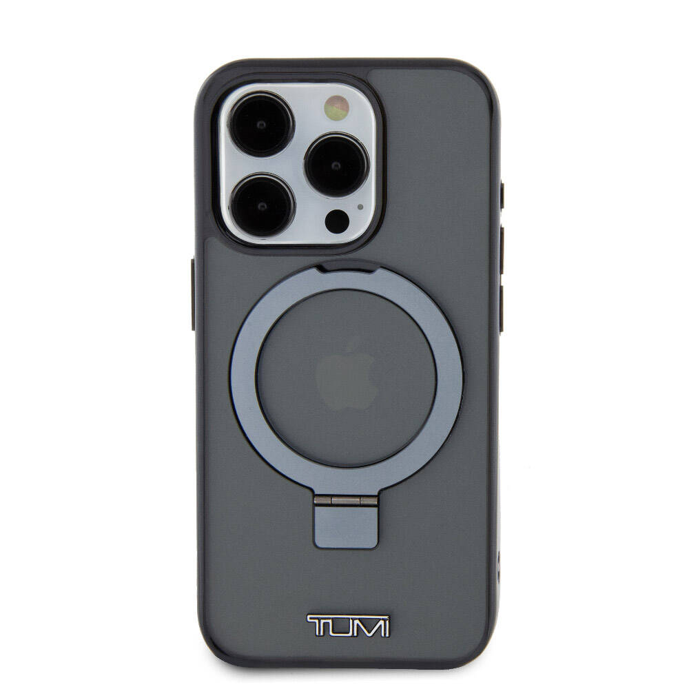 Apple iPhone 15 Pro Kılıf TUMI Orjinal Lisanslı M-safe Şarj Özellikli PC TPU Metal Logolu Ring Standlı Kapak
