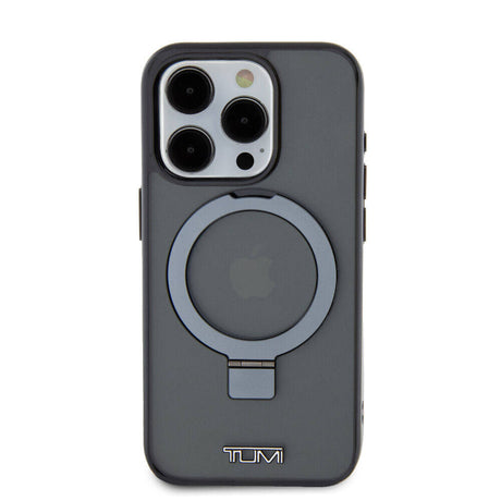 Apple iPhone 15 Pro Kılıf TUMI Orjinal Lisanslı M-safe Şarj Özellikli PC TPU Metal Logolu Ring Standlı Kapak