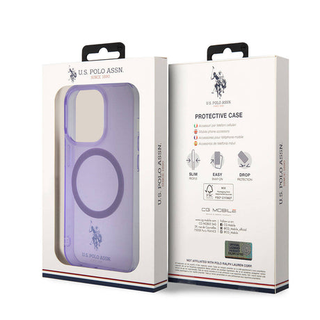 Apple iPhone 15 Pro Kılıf U.S. Polo Assn. Orjinal Lisanslı M-safe Şarj Özellikli Transparan Tasarım Kapak