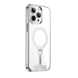 Apple iPhone 15 Pro Kılıf Wiwu FYY-014 M-safe Şarj Özellikli Alüminyum Alaşım Metal Standlı Şeffaf Kapak