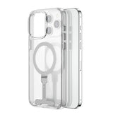 Apple iPhone 15 Pro Kılıf Wiwu FYY-014 M-safe Şarj Özellikli Alüminyum Alaşım Metal Standlı Şeffaf Kapak