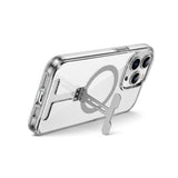 Apple iPhone 15 Pro Kılıf Wiwu FYY-014 M-safe Şarj Özellikli Alüminyum Alaşım Metal Standlı Şeffaf Kapak