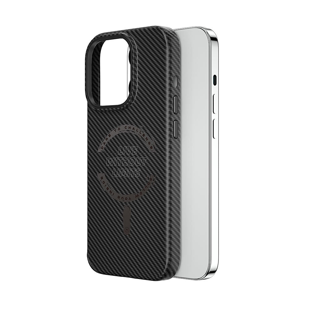 Apple iPhone 15 Pro Kılıf Wiwu LCC-107 Karbon Fiber M-safe Şarj Özellikli Kamera Korumalı Kabon Kapak