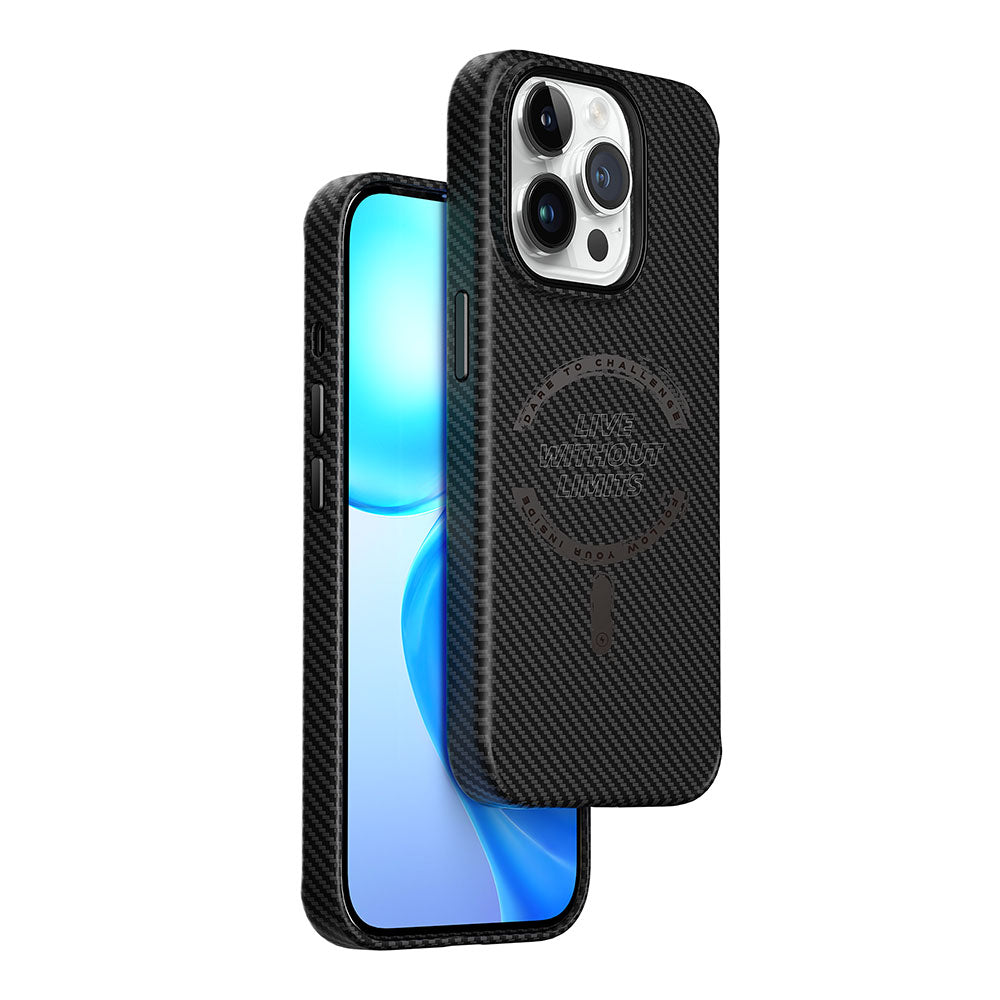 Apple iPhone 15 Pro Kılıf Wiwu LCC-107 Karbon Fiber M-safe Şarj Özellikli Kamera Korumalı Kabon Kapak