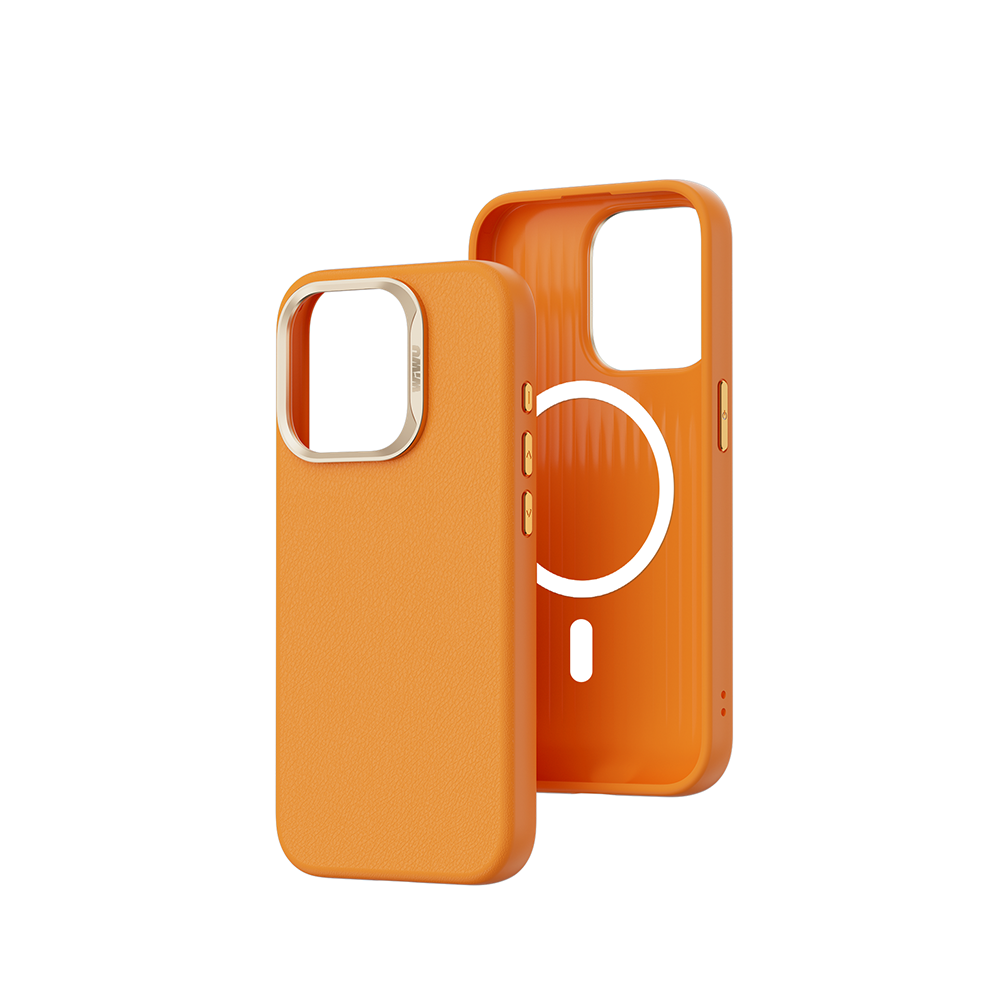 Apple iPhone 15 Pro Kılıf Wiwu SP-019 M-safe Şarj Özellikli Vegan Leather Deri Kapak