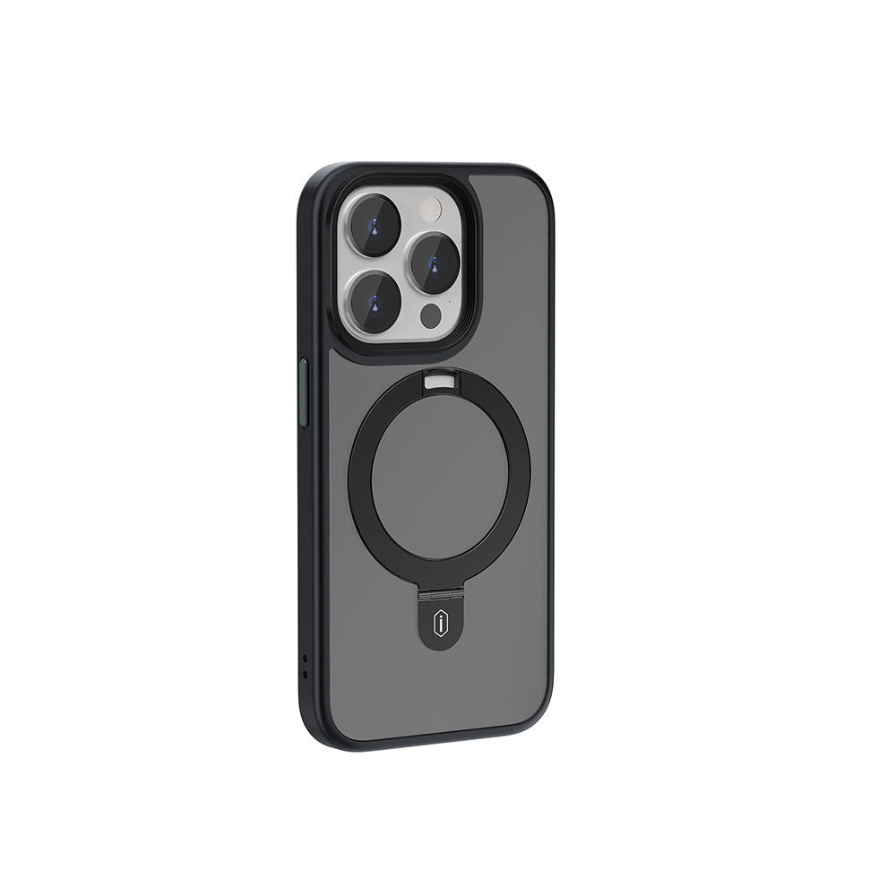Apple iPhone 15 Pro Max Kılıf Wiwu ZMM-010 M-safe Şarj Özellikli Mat Arka Yüzey Standlı Kapak