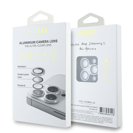 Apple iPhone 15 Pro Max Guess Orjinal Lisanslı Metal Kamera Lens Koruyucu