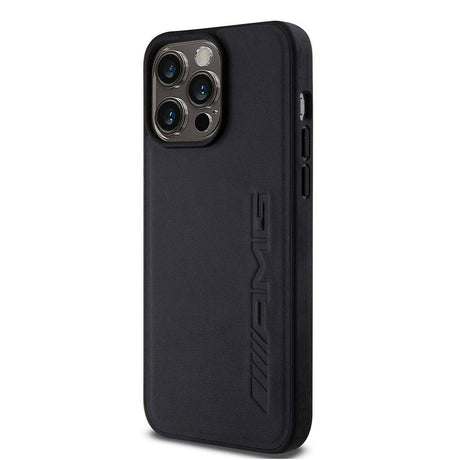 Apple iPhone 15 Pro Max Kılıf AMG Orjinal Lisanslı M-safe Şarj Özellikli Deri Sıcak Damgalı Kapak