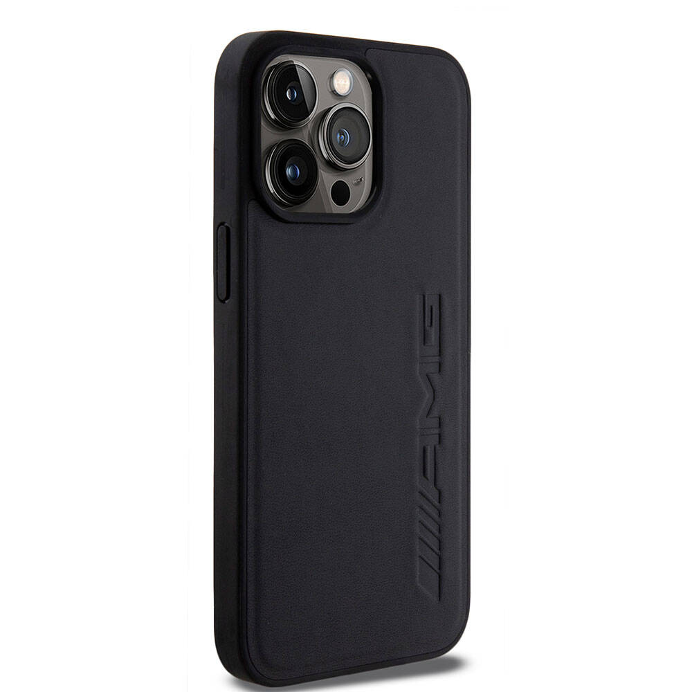 Apple iPhone 15 Pro Max Kılıf AMG Orjinal Lisanslı M-safe Şarj Özellikli Deri Sıcak Damgalı Kapak