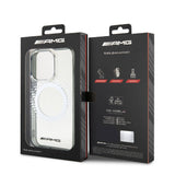 Apple iPhone 15 Pro Max Kılıf AMG Orjinal Lisanslı M-safe Şarj Özellikli Eşkenar Dörtgen Desenli Transparan Kapak