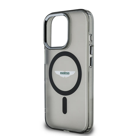 Apple iPhone 15 Pro Max Kılıf Aston Martin Orjinal Lisanslı M-safe Şarj Özellikli IML Baskı Logolu Metal Düğmeli Kapak