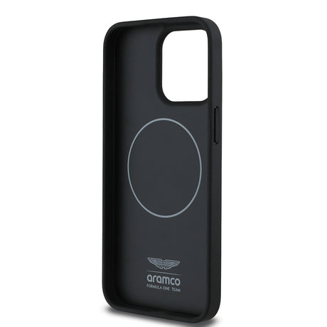 Apple iPhone 15 Pro Max Kılıf Aston Martin Orjinal Lisanslı M-safe Şarj Özellikli PU Deri Alonso 14 Baskılı Kapak