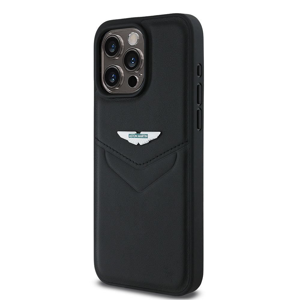 Apple iPhone 15 Pro Max Kılıf Aston Martin Orjinal Lisanslı Victory Dizayn PU Deri Metal Logolu Kapak
