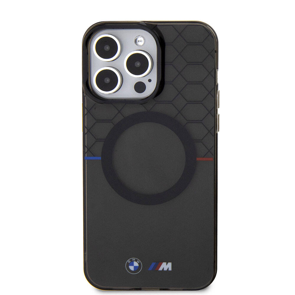 Apple iPhone 15 Pro Max Kılıf BMW M-safe Şarj Özellikli Transparan M Dizayn Orjinal Lisanslı Kapak