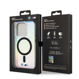 Apple iPhone 15 Pro Max Kılıf BMW M-safe Şarj Özellikli Transparan Renk Geçişli Iridescent Orjinal Lisanslı Kapak