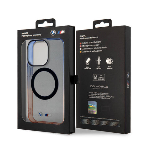 Apple iPhone 15 Pro Max Kılıf BMW M-safe Şarj Özellikli Transparan Renkli Çerçeveli Orjinal Lisanslı Kapak
