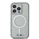 Apple iPhone 15 Pro Max Kılıf BMW M-safe Şarj Özellikli Transparan Silver Ring Orjinal Lisanslı Kapak
