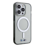 Apple iPhone 15 Pro Max Kılıf BMW M-safe Şarj Özellikli Transparan Silver Ring Orjinal Lisanslı Kapak