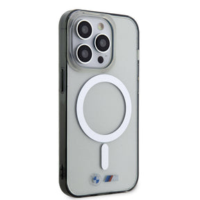 Apple iPhone 15 Pro Max Kılıf BMW M-safe Şarj Özellikli Transparan Silver Ring Orjinal Lisanslı Kapak