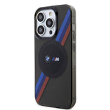 Apple iPhone 15 Pro Max Kılıf BMW M-safe Şarj Özellikli Transparan Tricolor Stripes Orjinal Lisanslı Kapak