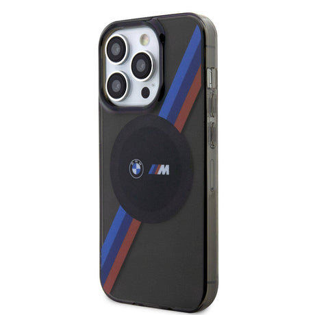 Apple iPhone 15 Pro Max Kılıf BMW M-safe Şarj Özellikli Transparan Tricolor Stripes Orjinal Lisanslı Kapak