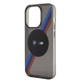 Apple iPhone 15 Pro Max Kılıf BMW M-safe Şarj Özellikli Transparan Tricolor Stripes Orjinal Lisanslı Kapak