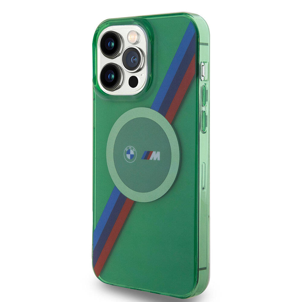 Apple iPhone 15 Pro Max Kılıf BMW M-safe Şarj Özellikli Transparan Tricolor Stripes Orjinal Lisanslı Kapak