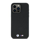 Apple iPhone 15 Pro Max Kılıf BMW Orjinal Lisanslı Karbon Fiber Tasarımlı ve Metal Logolu PU Deri Kapak