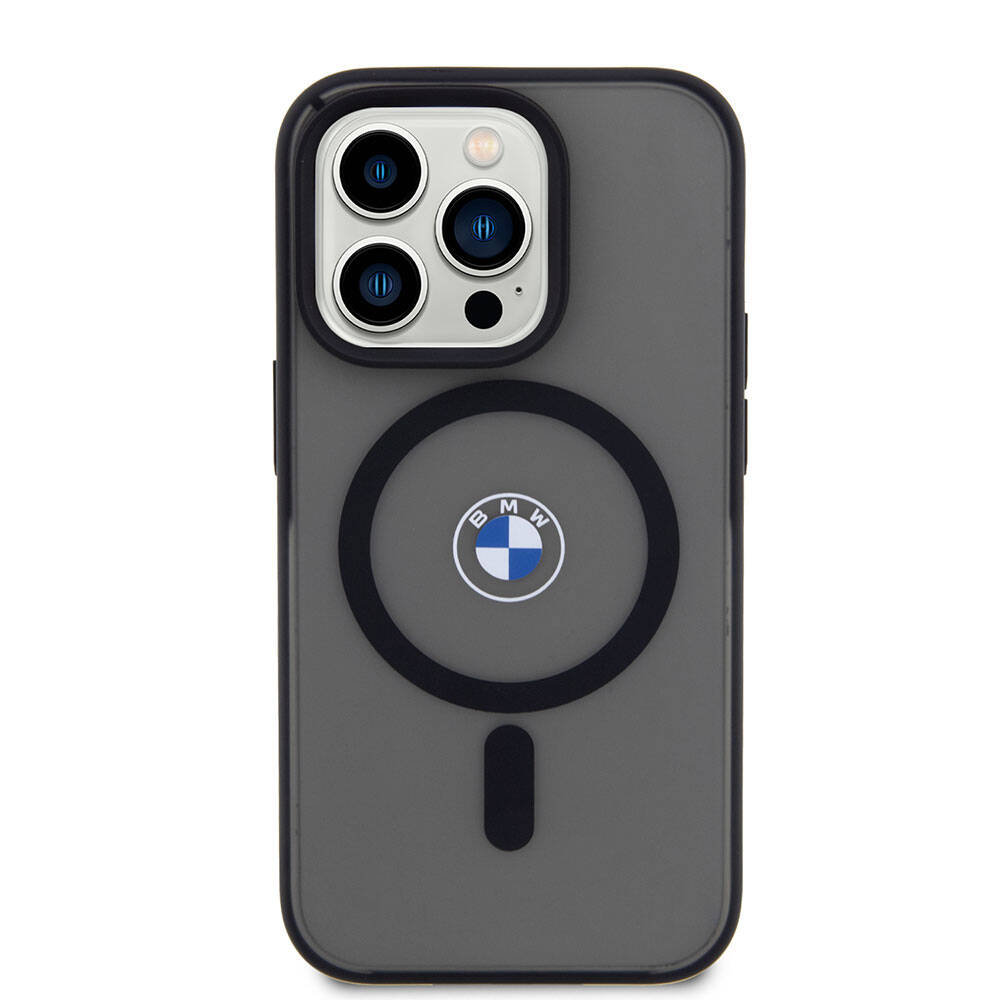 Apple iPhone 15 Pro Max Kılıf BMW Orjinal Lisanslı M-safe Şarj Özellikli IML Baskı Logolu Buzlu Mat Kapak