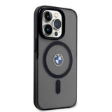 Apple iPhone 15 Pro Max Kılıf BMW Orjinal Lisanslı M-safe Şarj Özellikli IML Baskı Logolu Buzlu Mat Kapak
