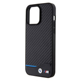 Apple iPhone 15 Pro Max Kılıf BMW Orjinal Lisanslı M-safe Şarj Özellikli M Logolu PU Karbon Kapak
