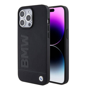Apple iPhone 15 Pro Max Kılıf BMW Orjinal Lisanslı M-safe Şarj Özellikli Sıcak Damga Logolu Deri Kapak