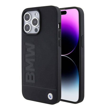 Apple iPhone 15 Pro Max Kılıf BMW Orjinal Lisanslı M-safe Şarj Özellikli Sıcak Damga Logolu Deri Kapak