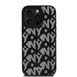 Apple iPhone 15 Pro Max Kılıf DKNY Orjinal Lisanslı M-safe Şarj Özellikli 3D Yazılı Grid Pattern Kapak