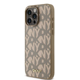 Apple iPhone 15 Pro Max Kılıf DKNY Orjinal Lisanslı M-safe Şarj Özellikli 3D Yazılı Grid Pattern Kapak