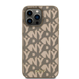 Apple iPhone 15 Pro Max Kılıf DKNY Orjinal Lisanslı M-safe Şarj Özellikli 3D Yazılı Grid Pattern Kapak