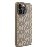Apple iPhone 15 Pro Max Kılıf DKNY Orjinal Lisanslı M-safe Şarj Özellikli 3D Yazılı Grid Pattern Kapak