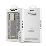 Apple iPhone 15 Pro Max Kılıf DKNY Orjinal Lisanslı M-safe Şarj Özellikli 3D Yazılı Checkered Pattern Kapak
