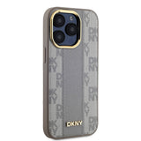 Apple iPhone 15 Pro Max Kılıf DKNY Orjinal Lisanslı M-safe Şarj Özellikli 3D Yazılı Checkered Pattern Kapak