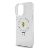 Apple iPhone 15 Pro Max Kılıf Ferrari M-safe Şarj Özellikli Standlı Buzlu Yüzey Dizayn Kapak