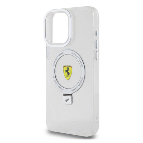 Apple iPhone 15 Pro Max Kılıf Ferrari M-safe Şarj Özellikli Standlı Buzlu Yüzey Dizayn Kapak