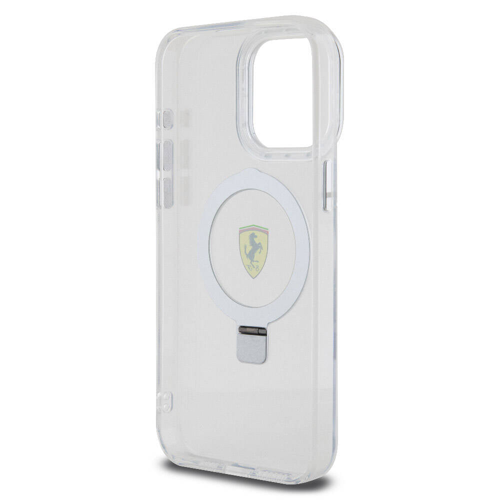 Apple iPhone 15 Pro Max Kılıf Ferrari M-safe Şarj Özellikli Standlı Buzlu Yüzey Dizayn Kapak