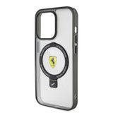 Apple iPhone 15 Pro Max Kılıf Ferrari M-safe Şarj Özellikli Standlı Buzlu Yüzey Dizayn Kapak