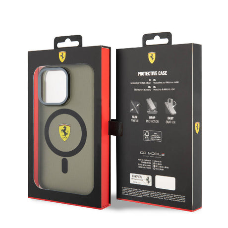 Apple iPhone 15 Pro Max Kılıf Ferrari Orjinal Lisanslı M-safe Şarj Özellikli Kontrast Bumper Kapak